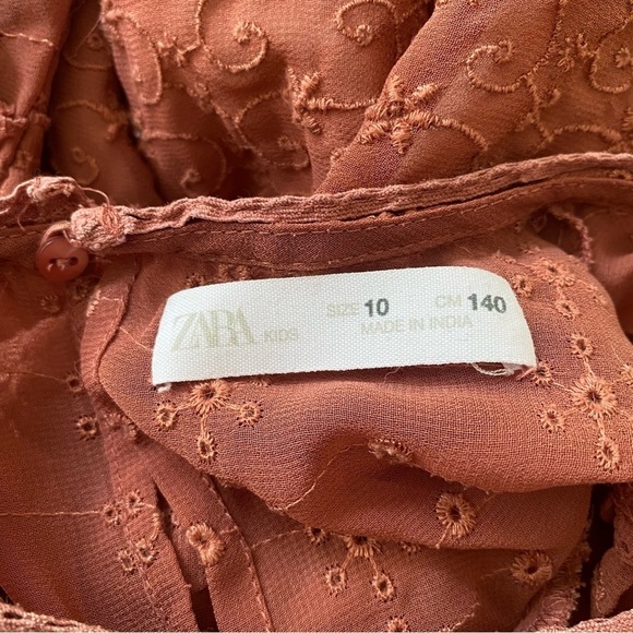 Zara Girls Dusty Pink Eyelet Embroidered Cottagecore Dress - Picture 12 of 14